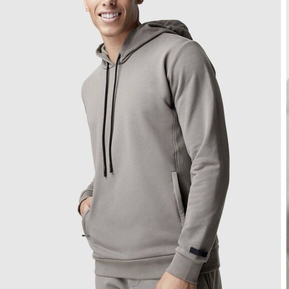 NWT Fabletics The Courtside Hoodie Men’s Medium Gray Sweatshirt  Zipper Pocket - Picture 1 of 11
